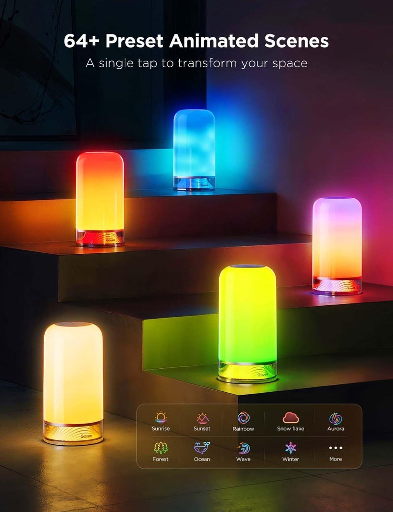 Govee RGBIC Smart Table Lamp 2, Touch Bedside Small Table Lamp Compatible with SmartThings, Matter, Alexa, Desk Lamp with 64 Scene Modes, Nightstand Lamp for Bedroom Living Room Night Light(Corded) - Image 3