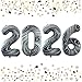 GOER 42 Inch 2026 Foil Number Balloons for 2026 New Year Eve Festival Party Supplies Graduation Decorations Marble Black - Image 3