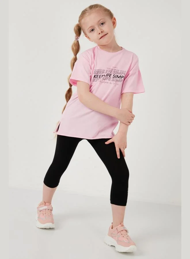 Lela Lela Cotton Crew Neck Short Sleeve Tights Top-Bottom Set Girls SET 6212007