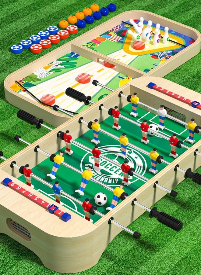 Table football toys 6-in-1 multifunctional table football 6 ways to play Bouncing chess, bowling, ice hockey, flying chess, animal fighting chess Double game Parent-child interaction - Image 1