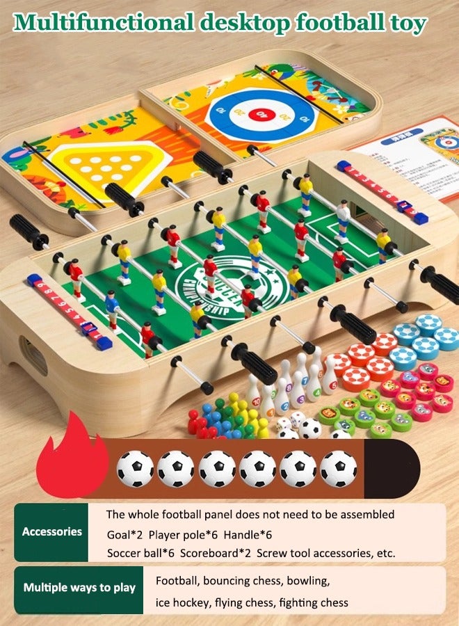 Table football toys 6-in-1 multifunctional table football 6 ways to play Bouncing chess, bowling, ice hockey, flying chess, animal fighting chess Double game Parent-child interaction - Image 3