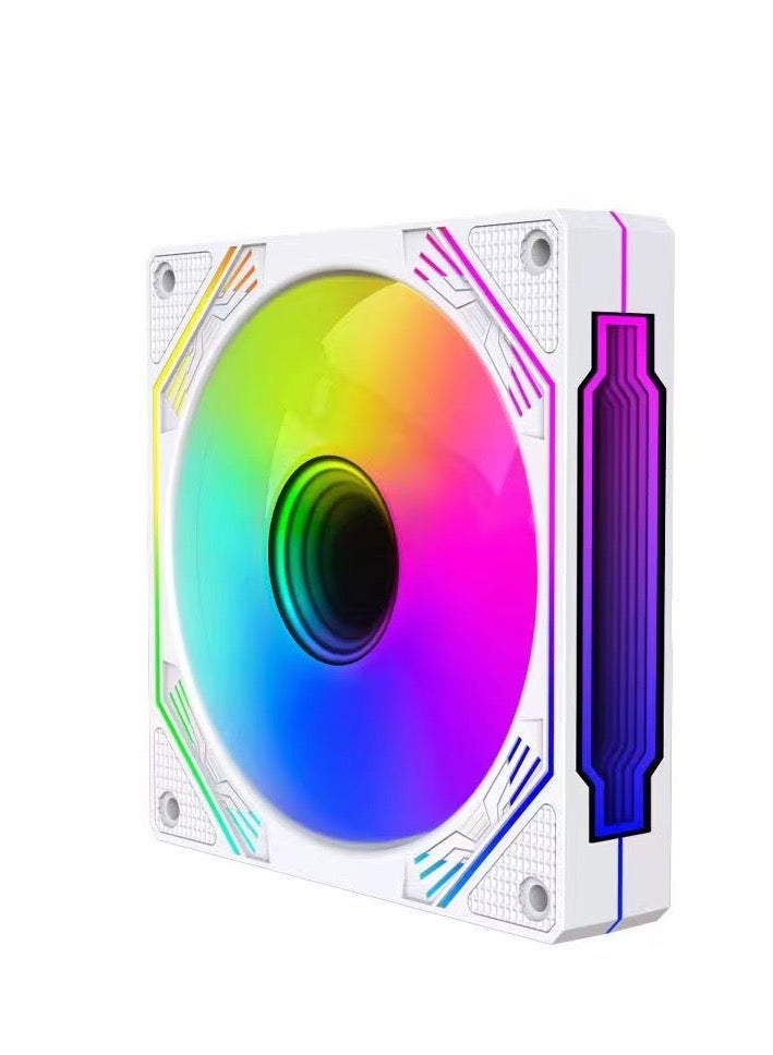SHARX INFINITY(IX-120W), Pack of 3 ARGB Case Fans, White, 120mm , Low Noise Anti Vibration Pads, 3 Sides Infinity Mirror, 4pin/3pin PWM Motherboard Light Sync, With Remote Controller, For Computer Case and Liquid Cooler - Image 4