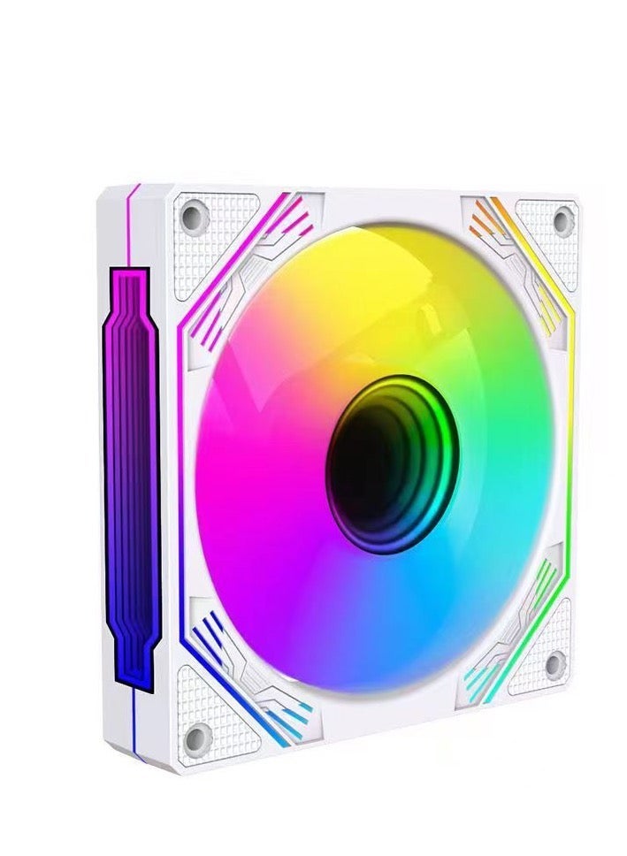 SHARX INFINITY(IX-120W), Pack of 3 ARGB Case Fans, White, 120mm , Low Noise Anti Vibration Pads, 3 Sides Infinity Mirror, 4pin/3pin PWM Motherboard Light Sync, With Remote Controller, For Computer Case and Liquid Cooler - Image 3