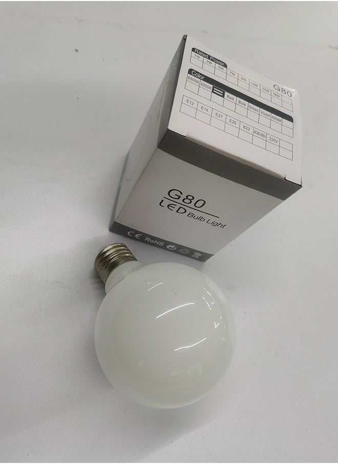Haikomin - 7W LED G80 Edison Light Bulb Soft White 4000K 450lm E27 Medium Base Milky Glass Finishing Perfect For Vanity Makeup Mirror Droplight Floor Lamp - Image 1