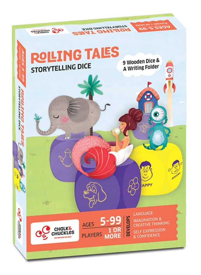 CHALK AND CHUCKLES - Chalk and Chuckles Rolling Tales, Story Telling Wooden Dice Cubes Age 5-99 Years Old, Learning and Education Game, Birthday Gifts for Boys and Girls - Image 1