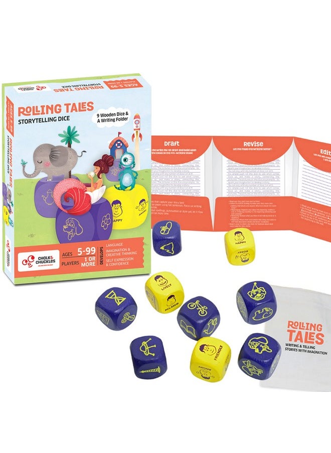 CHALK AND CHUCKLES - Chalk and Chuckles Rolling Tales, Story Telling Wooden Dice Cubes Age 5-99 Years Old, Learning and Education Game, Birthday Gifts for Boys and Girls - Image 1