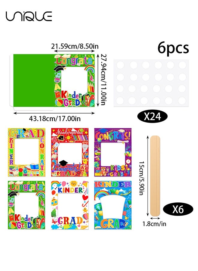 يونيك ست عبوات من مجموعات الأعمال اليدوية لتخرج روضة الأطفال للأطفال - تهانينا للخريج - إطارات صور DIY لفنون الحفلات - هدايا ديكور للحفلة الصفية أو المنزلية - Image 2