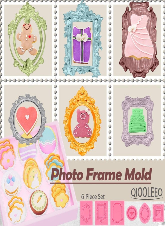 QIOOLEEO 6 PCS Baroque Frame Molds Silicone, Picture Frame Chocolate Mold and Resin Frame Mold for Fondant, Clay Molds for Crafts, Cake Decorating, Cupcake Topper, Chocolate, Candy, Polymer Clay - Image 3