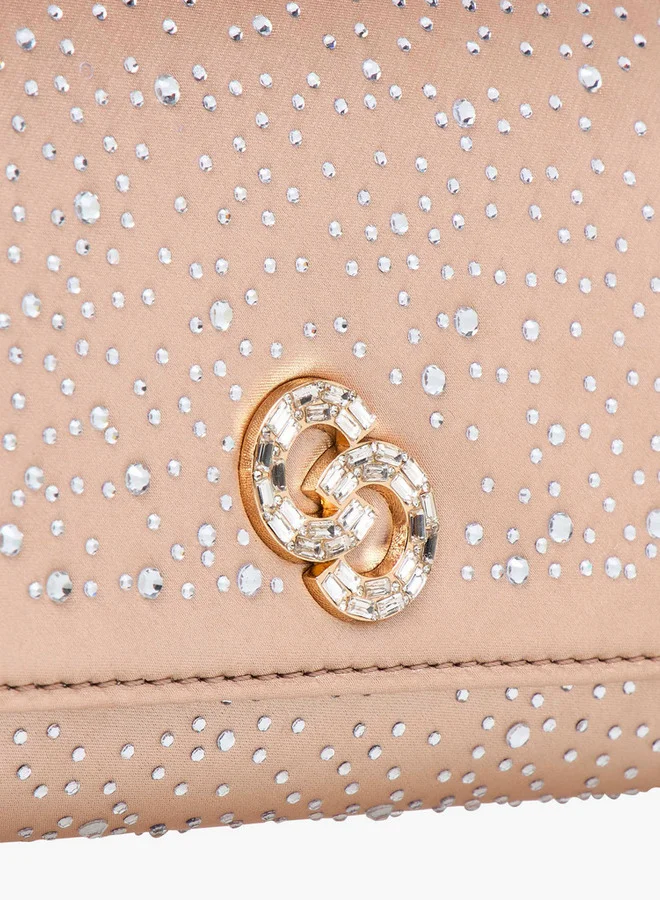 Celeste Embellished Crossbody  Bag with Chain Strap and Button Closure