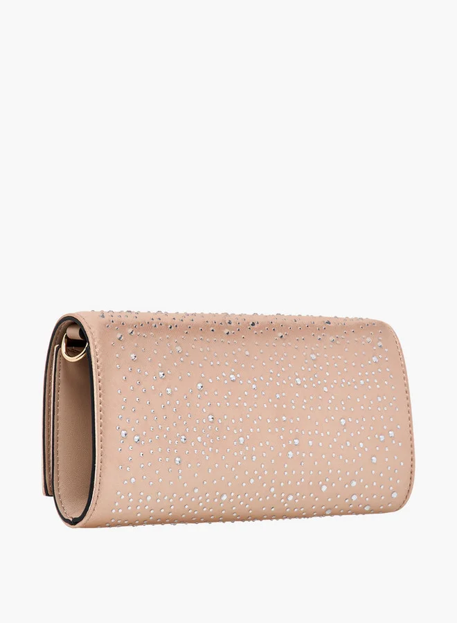 Celeste Embellished Crossbody  Bag with Chain Strap and Button Closure