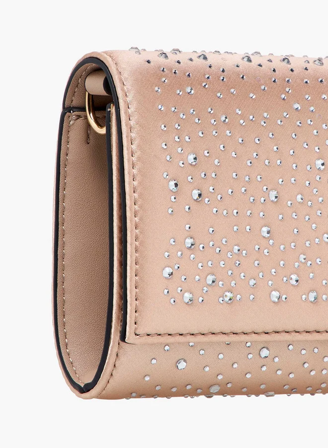 Celeste Embellished Crossbody  Bag with Chain Strap and Button Closure