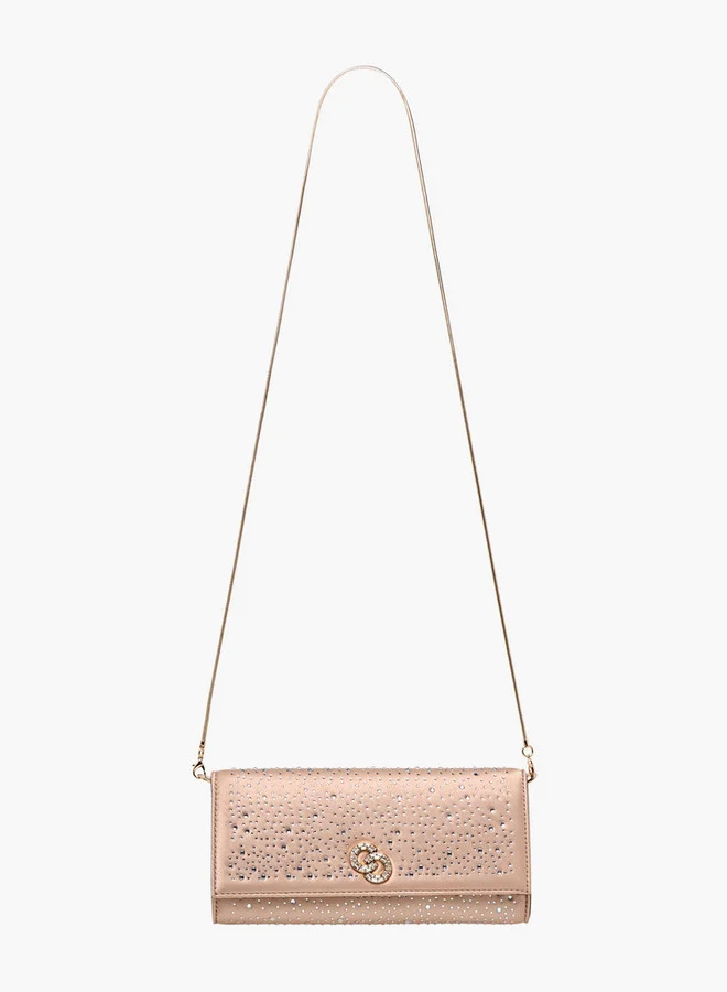 Celeste Embellished Crossbody  Bag with Chain Strap and Button Closure