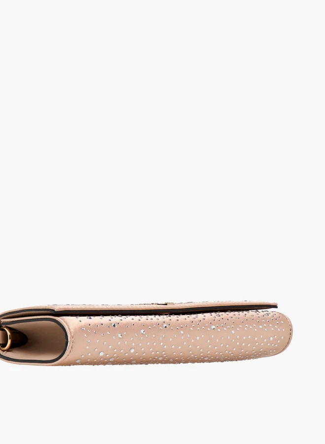 Celeste Embellished Crossbody  Bag with Chain Strap and Button Closure