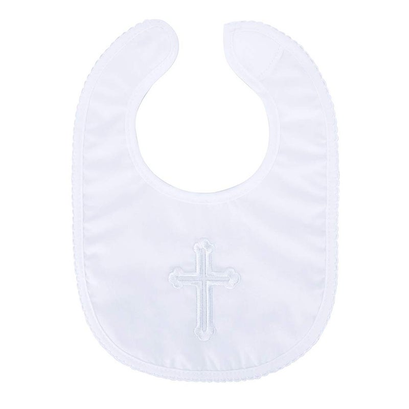 ESTAMICO Infant Baby Boys Girls Christening Baptism Outfits Embroidered Cross Bib - Image 1
