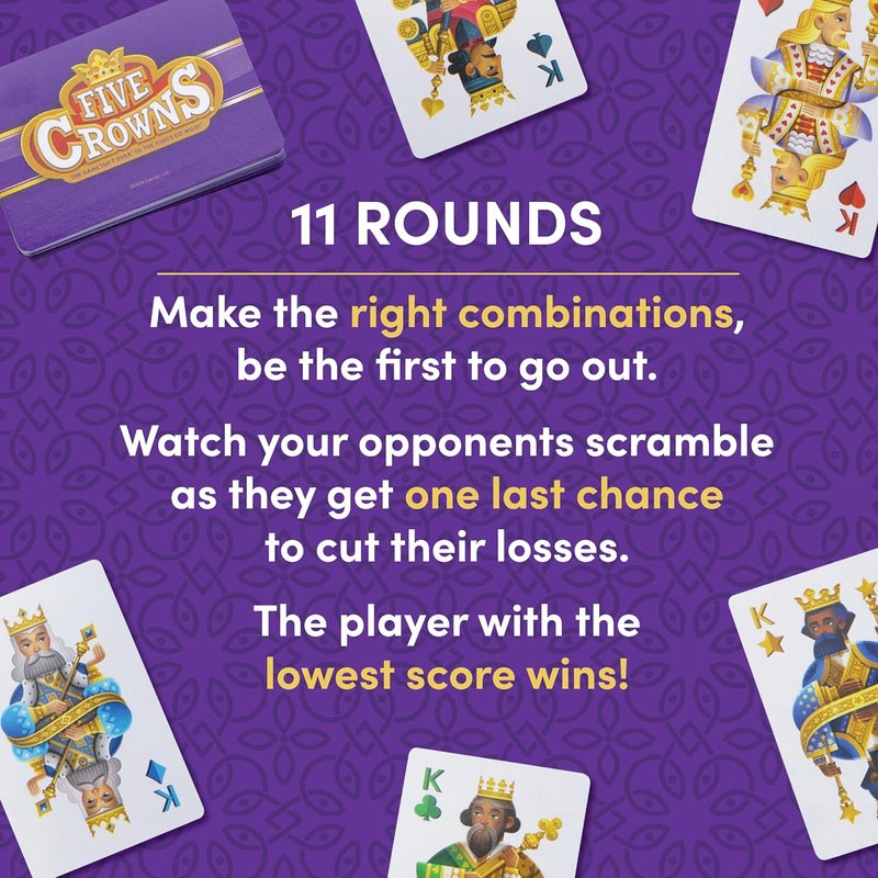 PlayMonster Five Crowns Travel Case Bundle, Cards, Scorecard Included – Card Game for Kids and Adults, Family Game Night, The Game isn’t Over Until The Kings Go Wild!, 5 Suited Rummy Style Card Game, Ages 8+ - Image 4