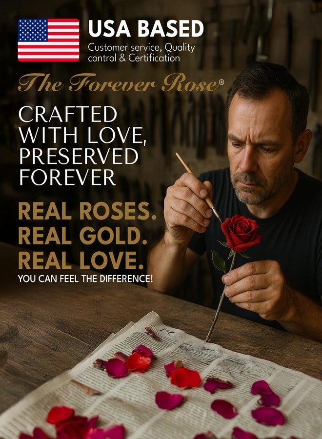 Forever Rose باقة وردة وردية متفتحة مطلية بذهب عيار ٢٤ قيراطًا، جاهزة للإهداء، معروضة في علبة هدايا فاخرة مزينة بشريط، هدية فريدة تدوم للأبد لأي مناسبة - Image 3