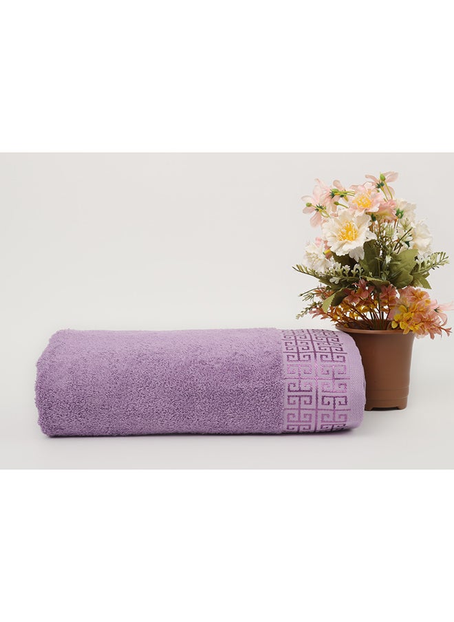 White Rose Towel GREEKY S - 500 GSM - 100% Cotton Terry - Jacquard Border- 1 Bath Sheet 85x160 cm- Luxury Touch - Extra Absorbent-Lavender  - Image 1