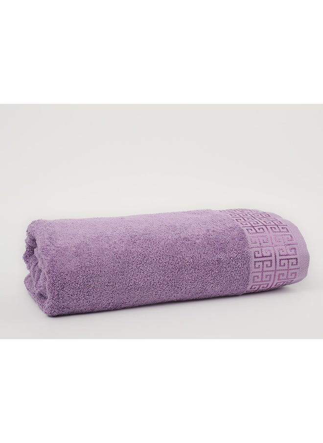 White Rose Towel GREEKY S - 500 GSM - 100% Cotton Terry - Jacquard Border- 1 Bath Sheet 85x160 cm- Luxury Touch - Extra Absorbent-Lavender  - Image 4