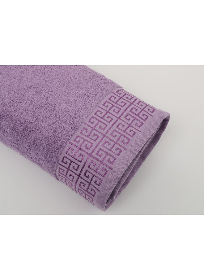 White Rose Towel GREEKY S - 500 GSM - 100% Cotton Terry - Jacquard Border- 1 Bath Sheet 85x160 cm- Luxury Touch - Extra Absorbent-Lavender  - Image 5