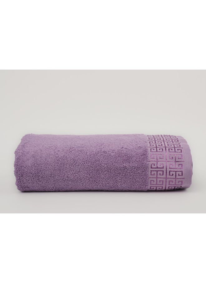 White Rose Towel GREEKY S - 500 GSM - 100% Cotton Terry - Jacquard Border- 1 Bath Sheet 85x160 cm- Luxury Touch - Extra Absorbent-Lavender  - Image 2