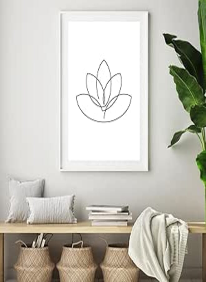 Printed Modern frame Tableau with Glass Protection - Lotus Flower (30X40 cm, BLACK FRAME) 