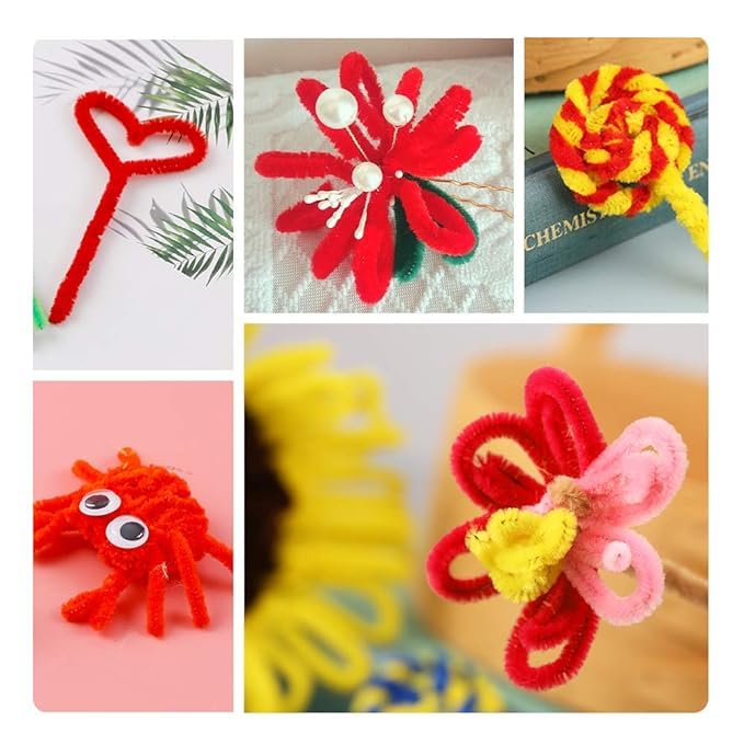 Luoshi 90pc Fuzzy Chenille Stems Pipe Cleaners for Flower Bouquet Making, Kids DIY Craft Projects and Decorations(multicolor) - Image 2