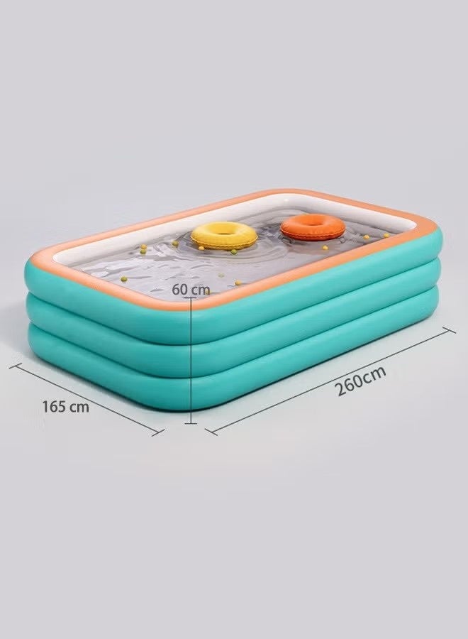 OMEVE Family Paddling Pool 260X165X60CM- Foldable Rectangular Design Swimming Pool Large Paddling Pool for Adults & Kids Family Pool- Fast Setup Summer Heat Relief Garden & Villa Pool Inflatables - Image 2