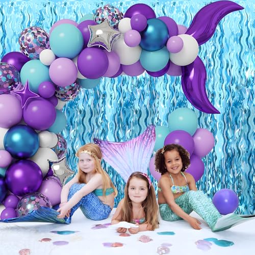 Budicool Wavy Tinsel Foil Fringe Curtains Teal Blue Streamers Backdrop for Ocean Themed Party Blue Birthday Under The Sea Party Decorations(2 Pack,3.2 ft x 6.6 ft) - Image 4