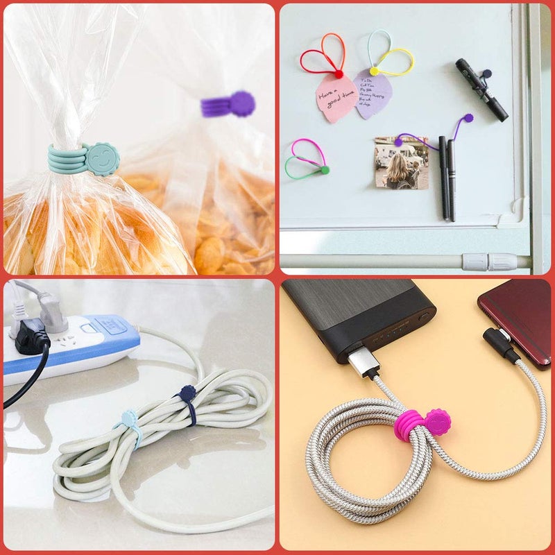 Rich&Ray Magnetic Reusable Silicone Cable Ties, Phone Cord Holder, Magnetic Cable Ties for Headphone Cables, Charging Cable Organizer, Book Markers, Hanging Stuff - 7.48'' (9Color - 9pack) - Image 3