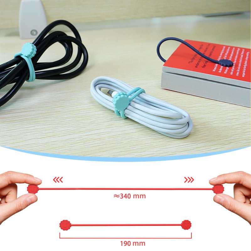 Rich&Ray Magnetic Reusable Silicone Cable Ties, Phone Cord Holder, Magnetic Cable Ties for Headphone Cables, Charging Cable Organizer, Book Markers, Hanging Stuff - 7.48'' (9Color - 9pack) - Image 5