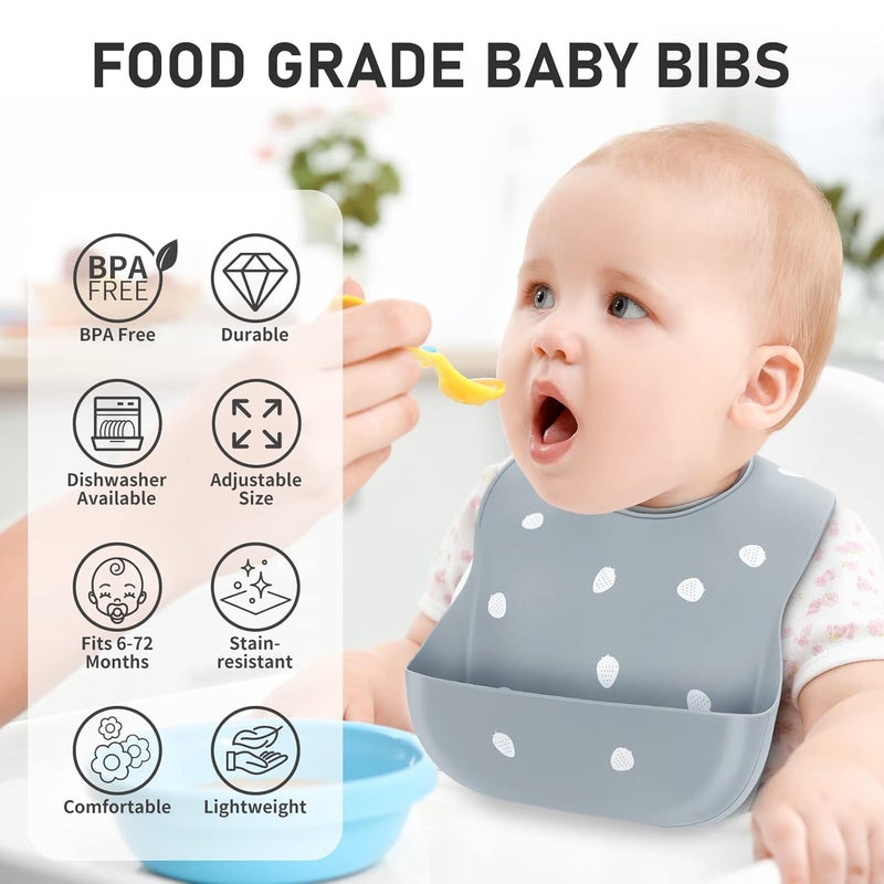ME.FAN MEFAN Silicone Baby Bibs for Babies  Toddlers  Adjustable Silicone Bibs Set of 2 - Image 3