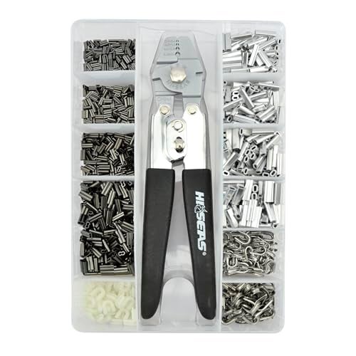 HI-SEAS Copper Mini Double Barrel Sleeves 550 pc, 400 pc Aluminum Single Sleeves, 100 pc Small & Medium Stainless Steel Thimbles, 50 pc Large Nylon Thimbles, Deluxe Crimper Tool - Image 1