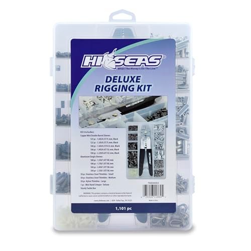 HI-SEAS Copper Mini Double Barrel Sleeves 550 pc, 400 pc Aluminum Single Sleeves, 100 pc Small & Medium Stainless Steel Thimbles, 50 pc Large Nylon Thimbles, Deluxe Crimper Tool - Image 2