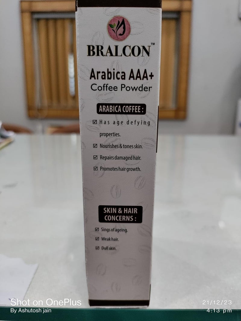 BRALCON Arabica AAA+ Coffee Powder 100g for Body Scrub, Tan Removal, Skin & Hair | 100% Natural Powder | Minimizes Fine Lines, Wrinkles, Strengthens Hair Follicles - Image 3