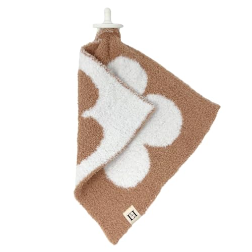 Leaps + Legends L+L USA Retro Flower Baby Lovey Pacifier/Teether Holder 10"x10" - DreamSoft Plush Fluffy Cuddly Soothie Reversible Mini Comfort Blanket - Cute Newborn Gift Essential Babies Boys Girls (Cafe/White) - Image 5
