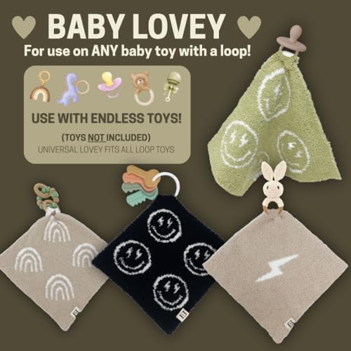 Leaps + Legends L+L USA Retro Flower Baby Lovey Pacifier/Teether Holder 10"x10" - DreamSoft Plush Fluffy Cuddly Soothie Reversible Mini Comfort Blanket - Cute Newborn Gift Essential Babies Boys Girls (Cafe/White) - Image 4