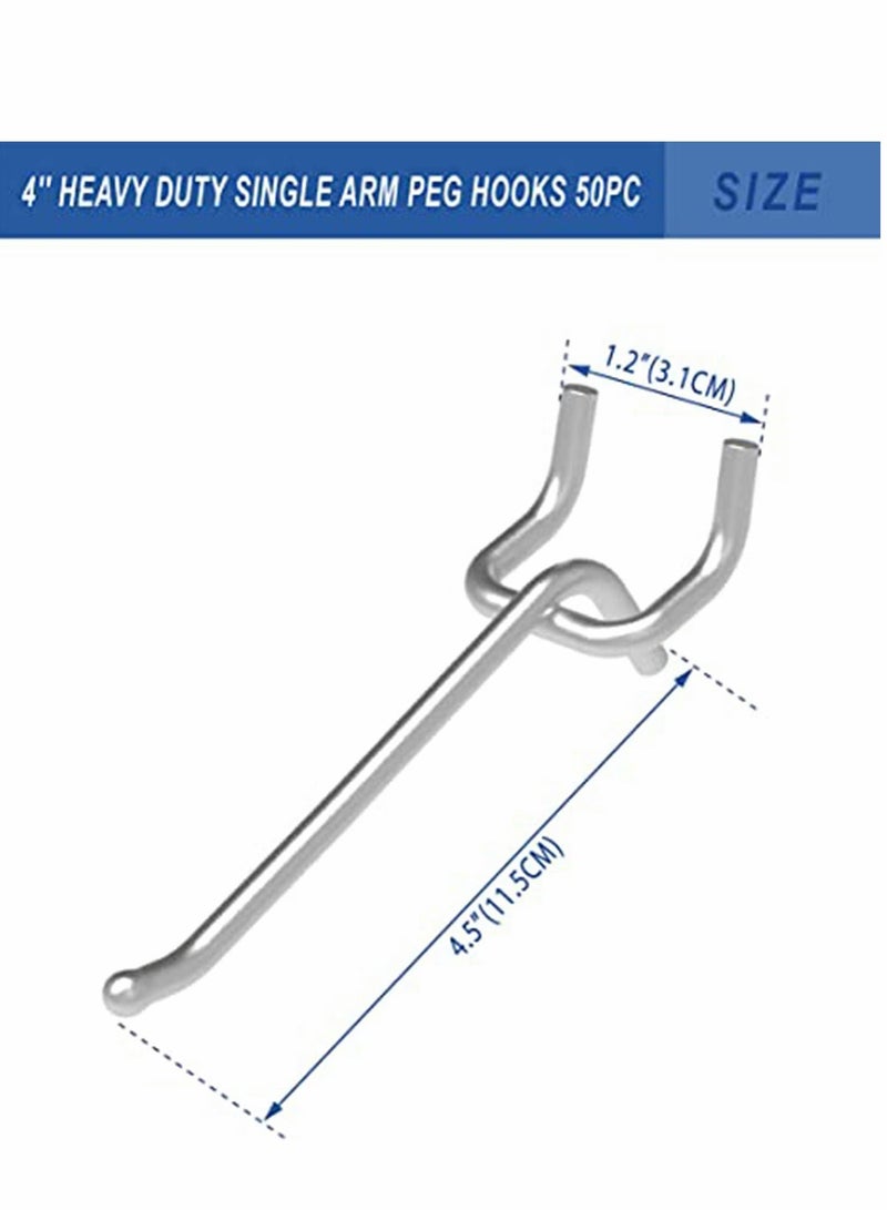 Pegboard Hooks, Peg Super Heavy Duty Metal Shelving with Ball Assortment Sturdy Fits 1/4” Garage Storage Organizer 10Packs 4 inch - Image 3