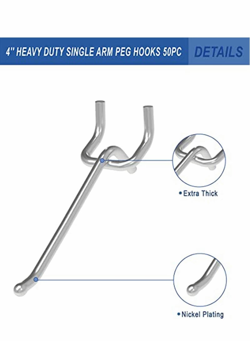 Pegboard Hooks, Peg Super Heavy Duty Metal Shelving with Ball Assortment Sturdy Fits 1/4” Garage Storage Organizer 10Packs 4 inch - Image 2