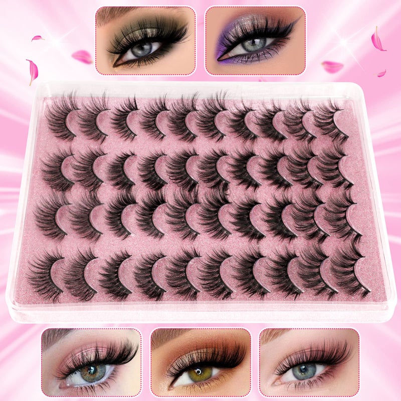 alphonse 20 Pairs False Eyelashes 3D Faux Mink Lashes Natural Look Wispy Fake Eyelashes ALPHONSE 16-20MM Fluffy Volume Long Thick Lashes Pack 5 Styles Mixed - Image 4