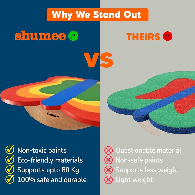 Shumee لوح توازن خشبي على شكل فراشة | لوح اهتزاز منحني للأطفال في الداخل والخارج | ألعاب النشاط البدني للأطفال من 3 سنوات وما فوق | مصنوع يدويًا، معتمد من ASTM | لعبة خشبية مثالية كهدية - Image 5