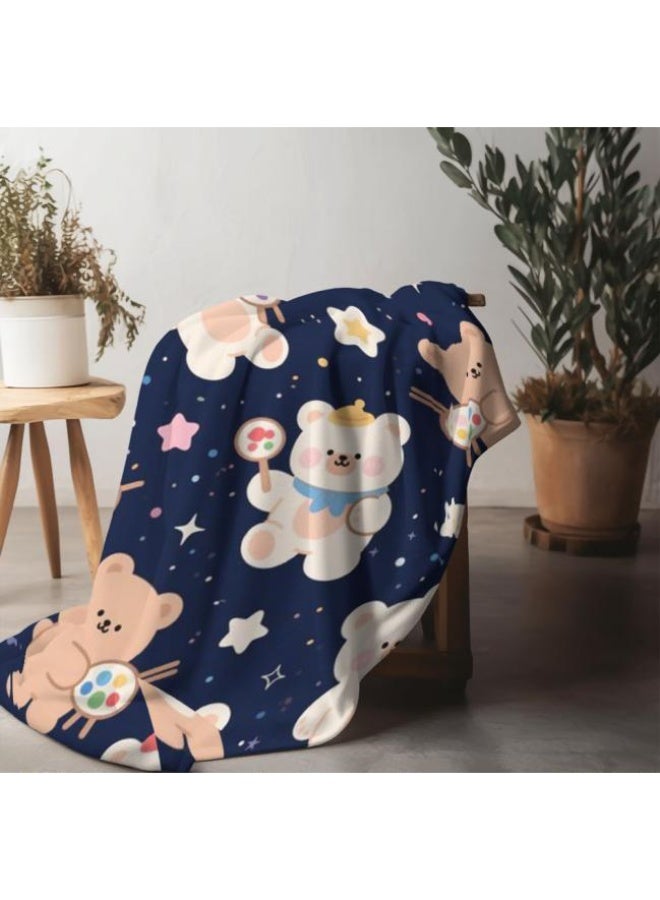 عام بطانية رقيقة من الفانيلا الكرتونية للأطفال والرضع (دافئة ومريحة، ومناسبة للنوم والألعاب) 70 سم * 100 سم - Image 1