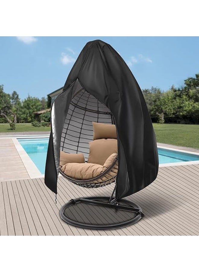 Egg Chair Cover with Zipper, UV Resistant Patio Hanging Chair Cover Windproof, Waterproof Single Seat, 75" x 45", Black - Image 1