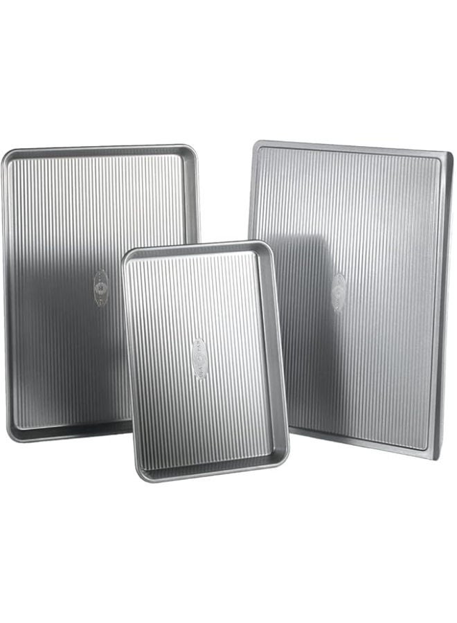 USA Pan 3-Piece Warp Resistant Non-Stick Aluminized Steel Bakeware Set -Silver - Image 1