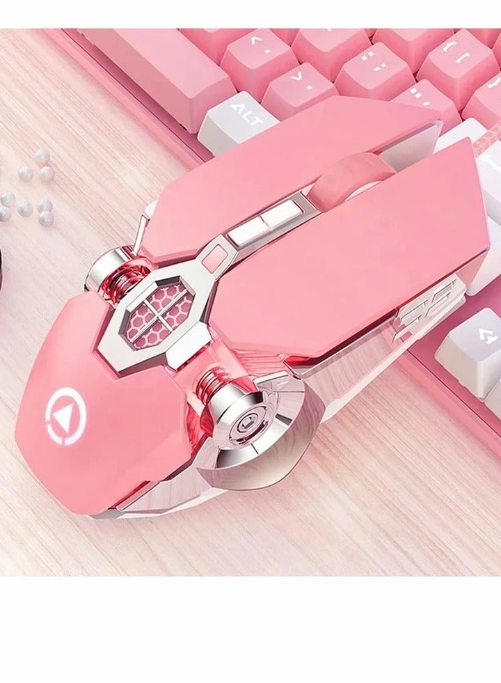 Gaming Mouse Wired Computer Mouse Mechanical Pink Optical USB Mouse 7 Buttons, 4 Levels Adjustable DPI Up to 3200, RGB Backlit, Sound Click PC Mouse Fit for Girls Gamer - Image 1