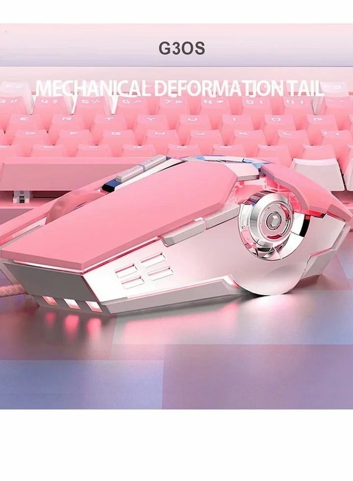 Gaming Mouse Wired Computer Mouse Mechanical Pink Optical USB Mouse 7 Buttons, 4 Levels Adjustable DPI Up to 3200, RGB Backlit, Sound Click PC Mouse Fit for Girls Gamer - Image 3