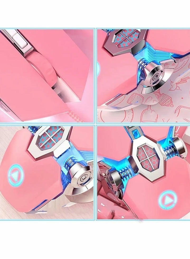 Gaming Mouse Wired Computer Mouse Mechanical Pink Optical USB Mouse 7 Buttons, 4 Levels Adjustable DPI Up to 3200, RGB Backlit, Sound Click PC Mouse Fit for Girls Gamer - Image 4