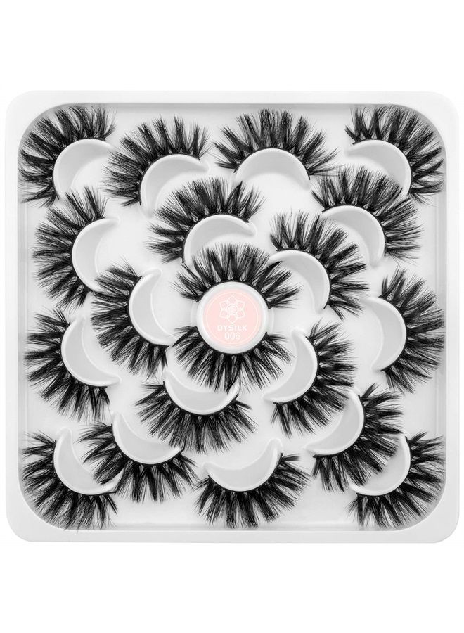 DYSILK False Eyelashes -10 Pairs 6D Faux Lashes Pack - Reusable Self Adhesive Eyelashes Lashes Natural Look Mink Fake Eyelashes Wispy Fluffy Cat Eye Lashes Soft Extension - Image 1