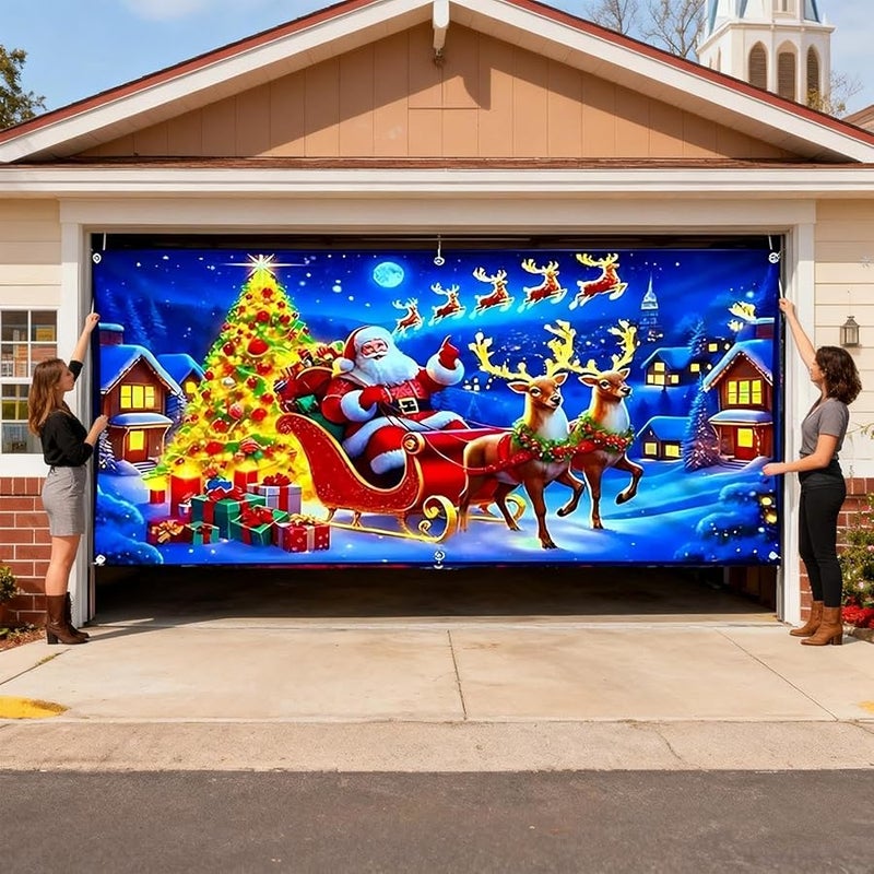 Christmas Garage Door Banner Size C Waterproof LED Light Outdoor Holiday Decor For House Party Yard Porch - Image 3