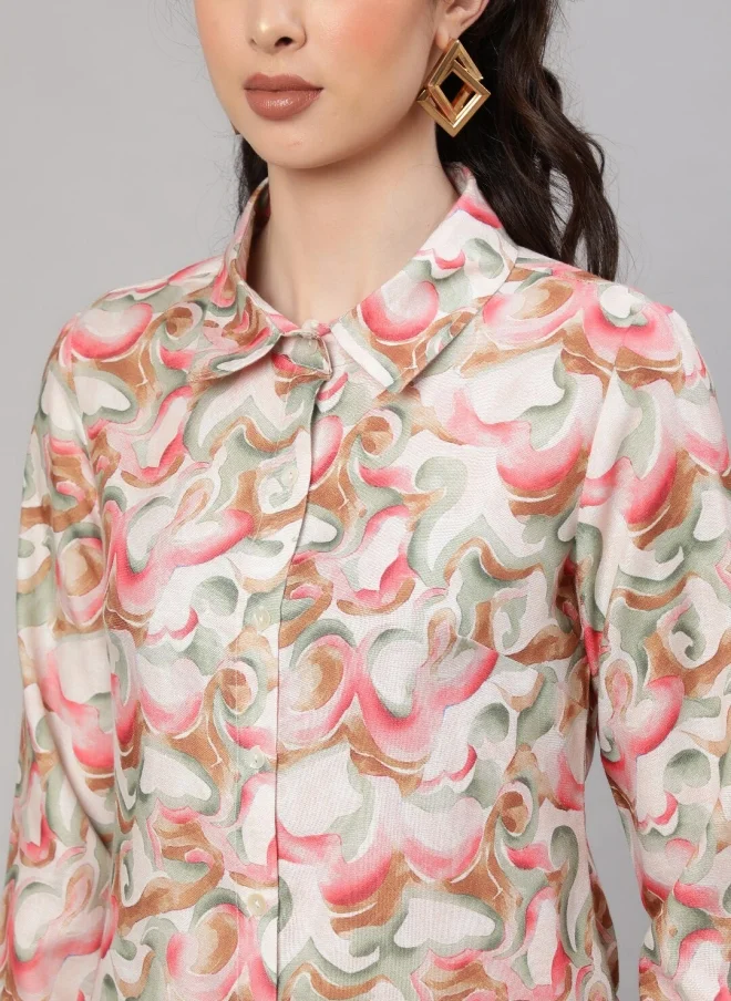 أيه كيه إس Abstract Printed Shirt & Palazzo Set for Women