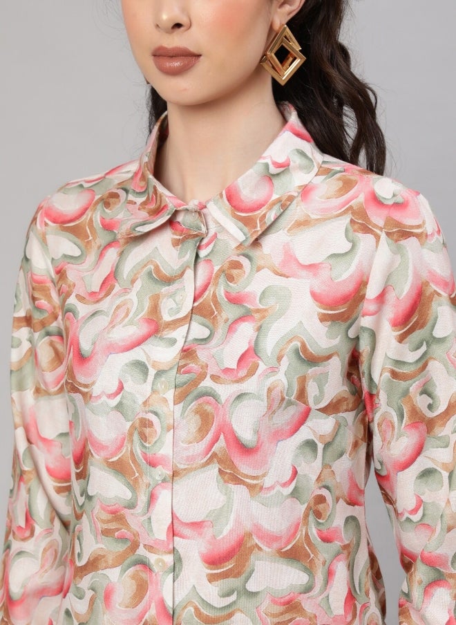 AKS Abstract Printed Shirt & Palazzo Set for Women - Image 2